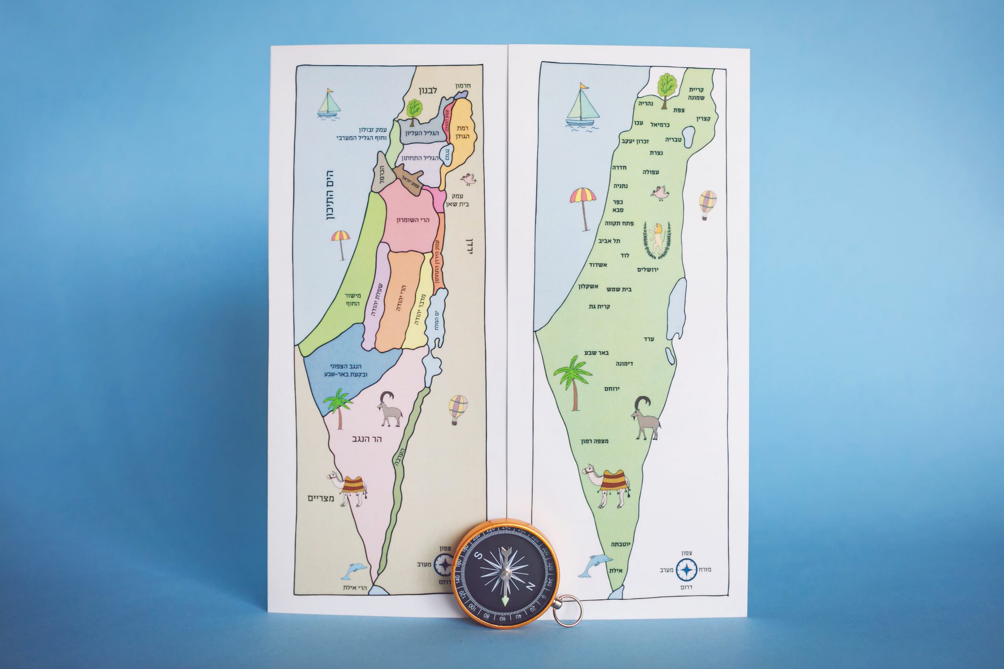 מפת ישראל + מצפן